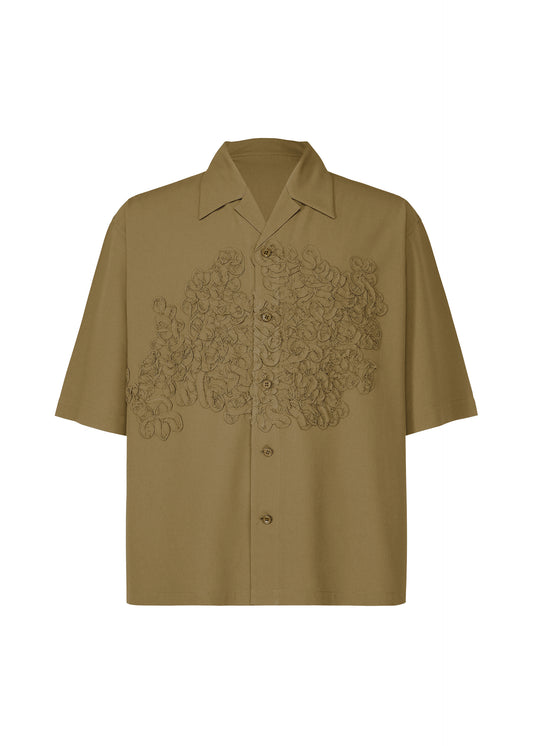 EMBROIDERY PRESS SHIRT、メンズ_トップス_シャツ、カーキ