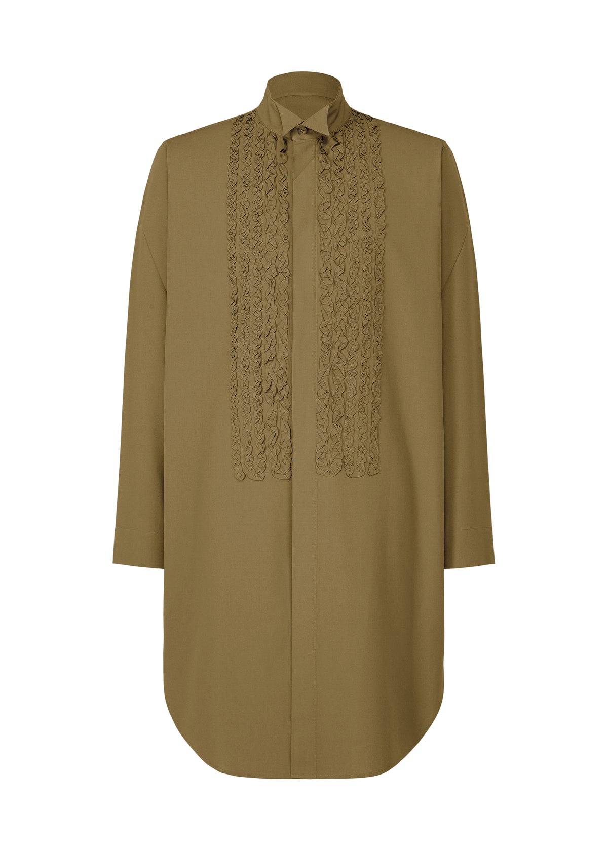 EMBROIDERY PRESS SHIRT、メンズ_トップス_シャツ、カーキ