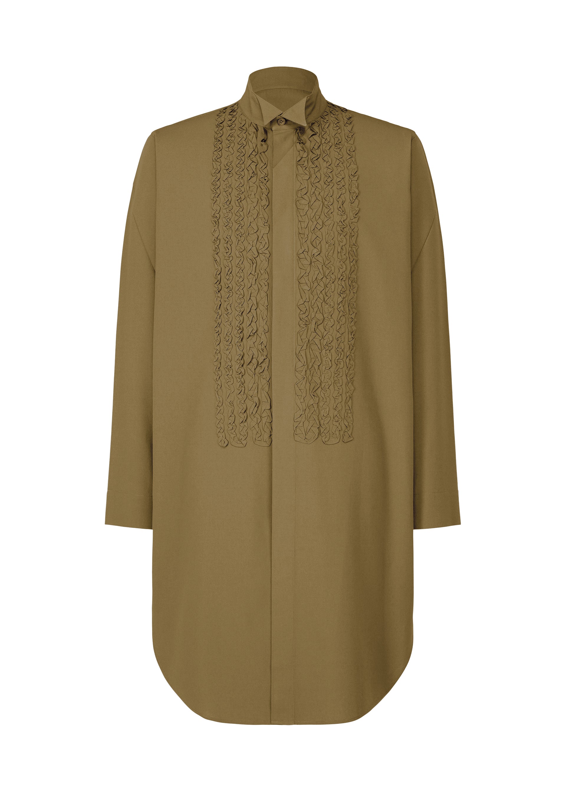 EMBROIDERY PRESS SHIRT、メンズ_トップス_シャツ、カーキ