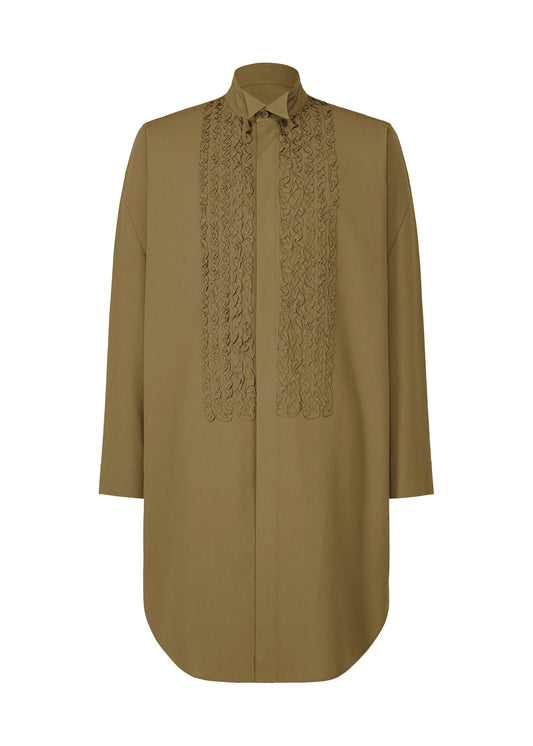 EMBROIDERY PRESS SHIRT、メンズ_トップス_シャツ、カーキ