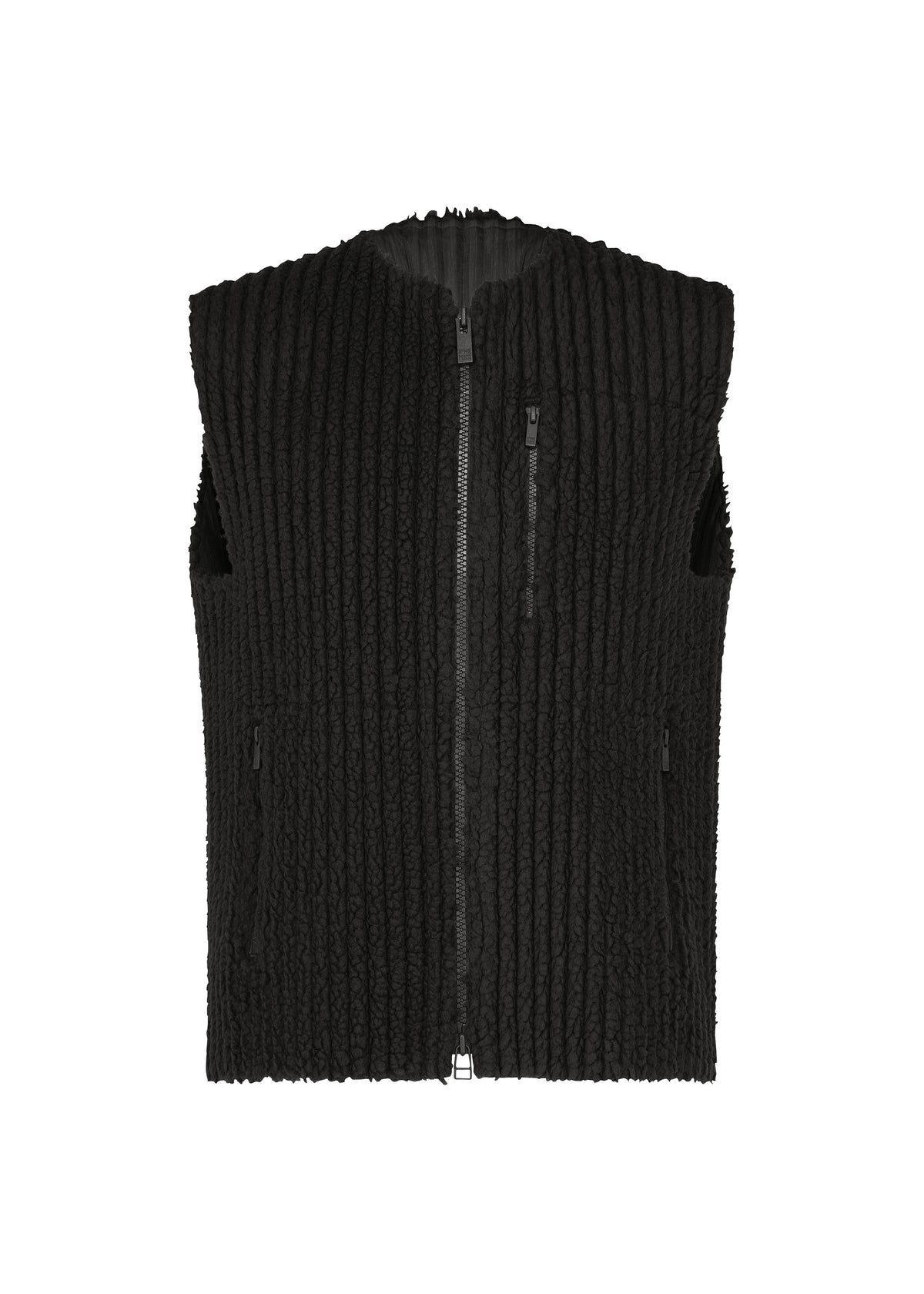 FLEECE PLEATS、メンズ_トップス_ベスト、ブラック