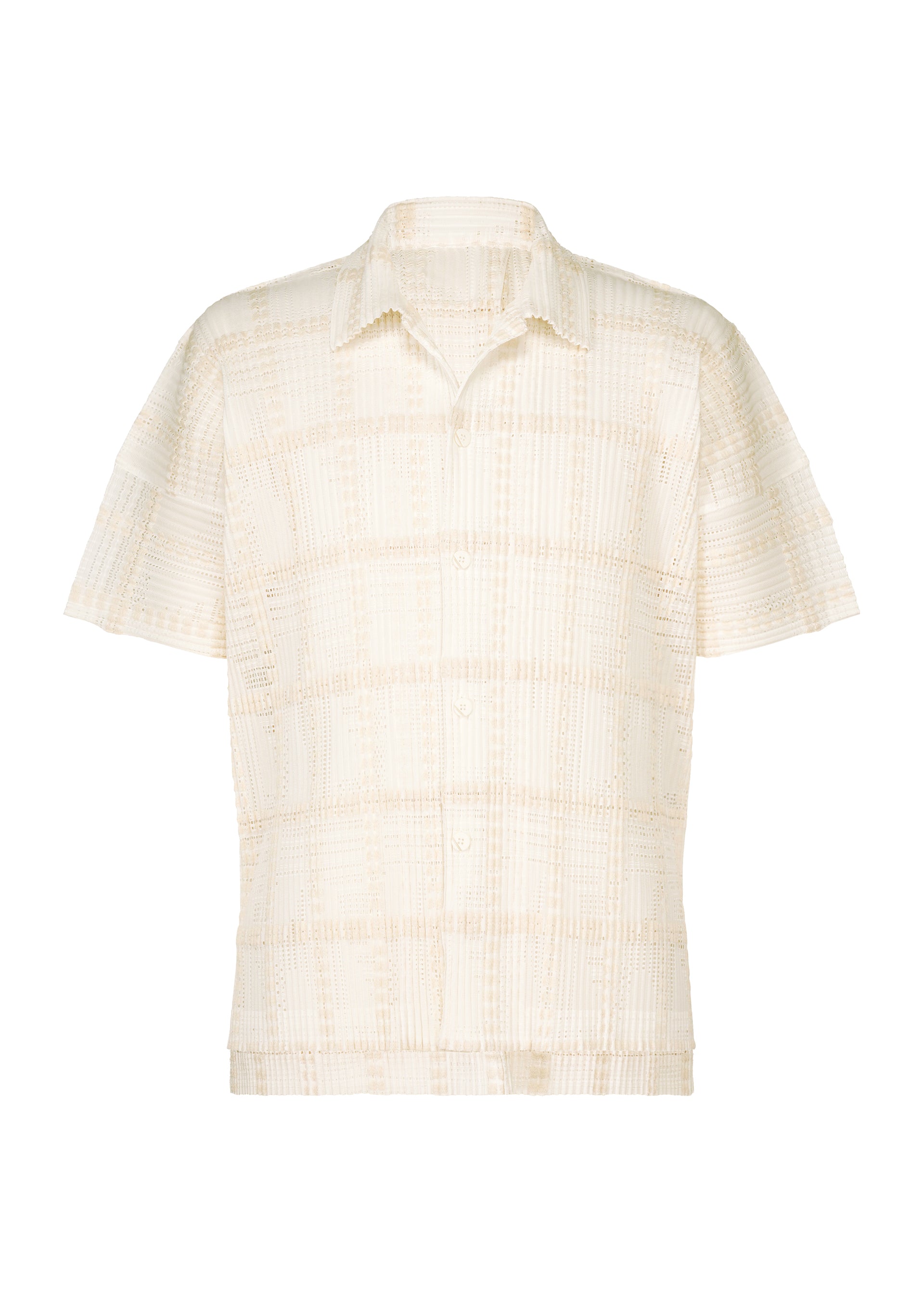 LACE GRID PLEATS、メンズ_トップス_シャツ、ホワイト