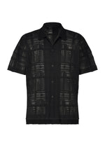 LACE GRID PLEATS、メンズ_トップス_シャツ、ブラック