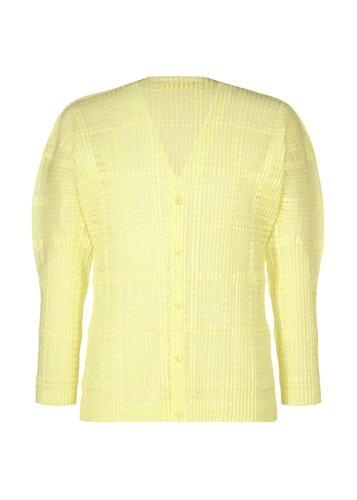 LACE GRID PLEATS、メンズ_トップス_カーディガン、イエロー