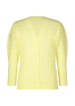 LACE GRID PLEATS、メンズ_トップス_カーディガン、イエロー
