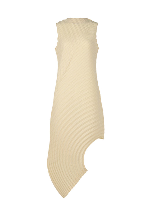 CURVED PLEATS：STRIPE、ウィメンズ_ワンピース、ホワイト