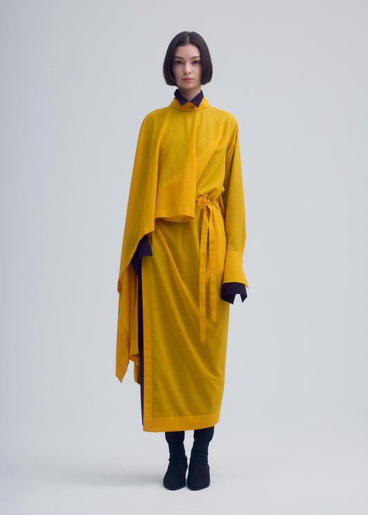 issey miyake 丸っこい FETE ダブルジップ コートワンピース mh136