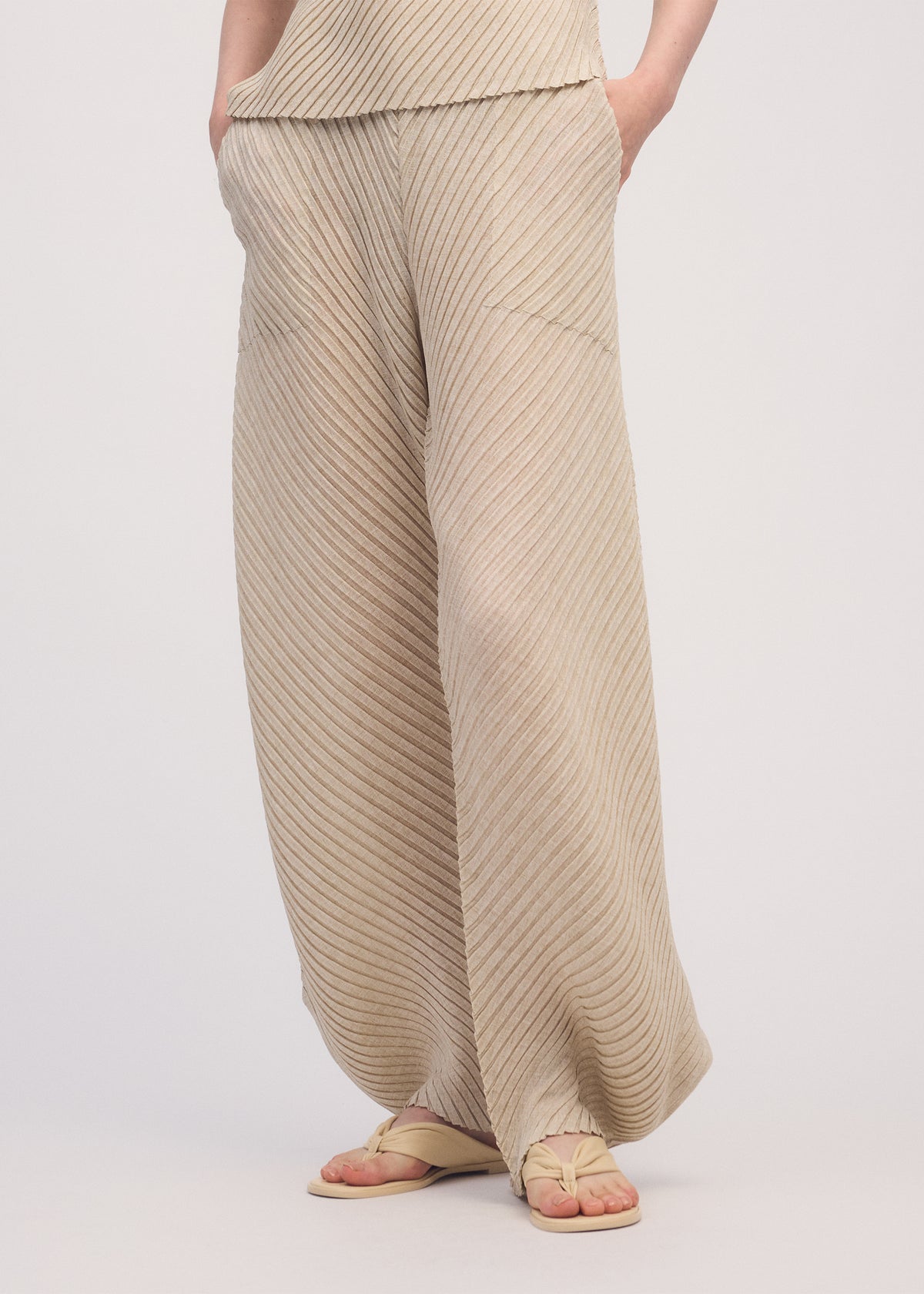 SHEER LINEN LIKE PLEATS、ウィメンズ_パンツ、着用画像2