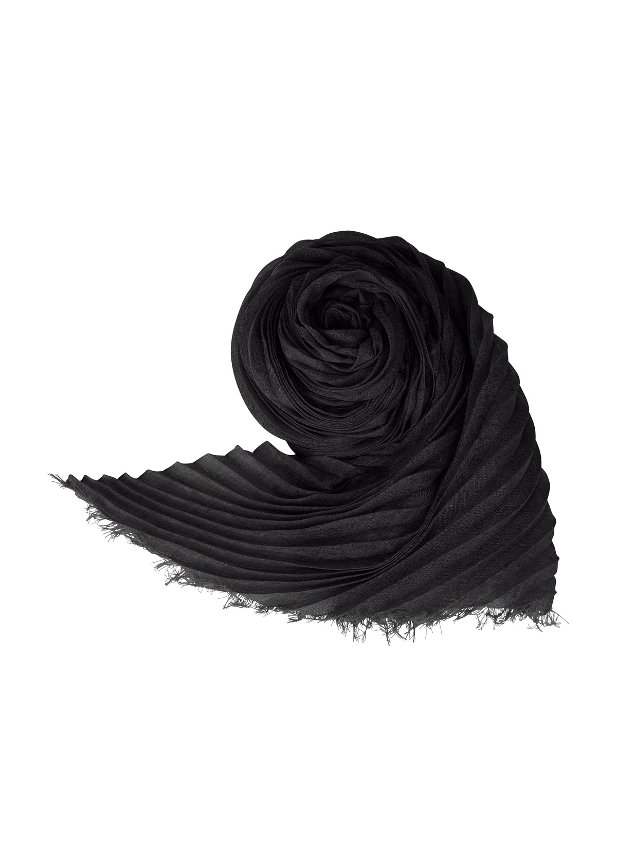 SILK WOOL PLEATS STOLE、アクセサリー&その他_ストール、ブラック