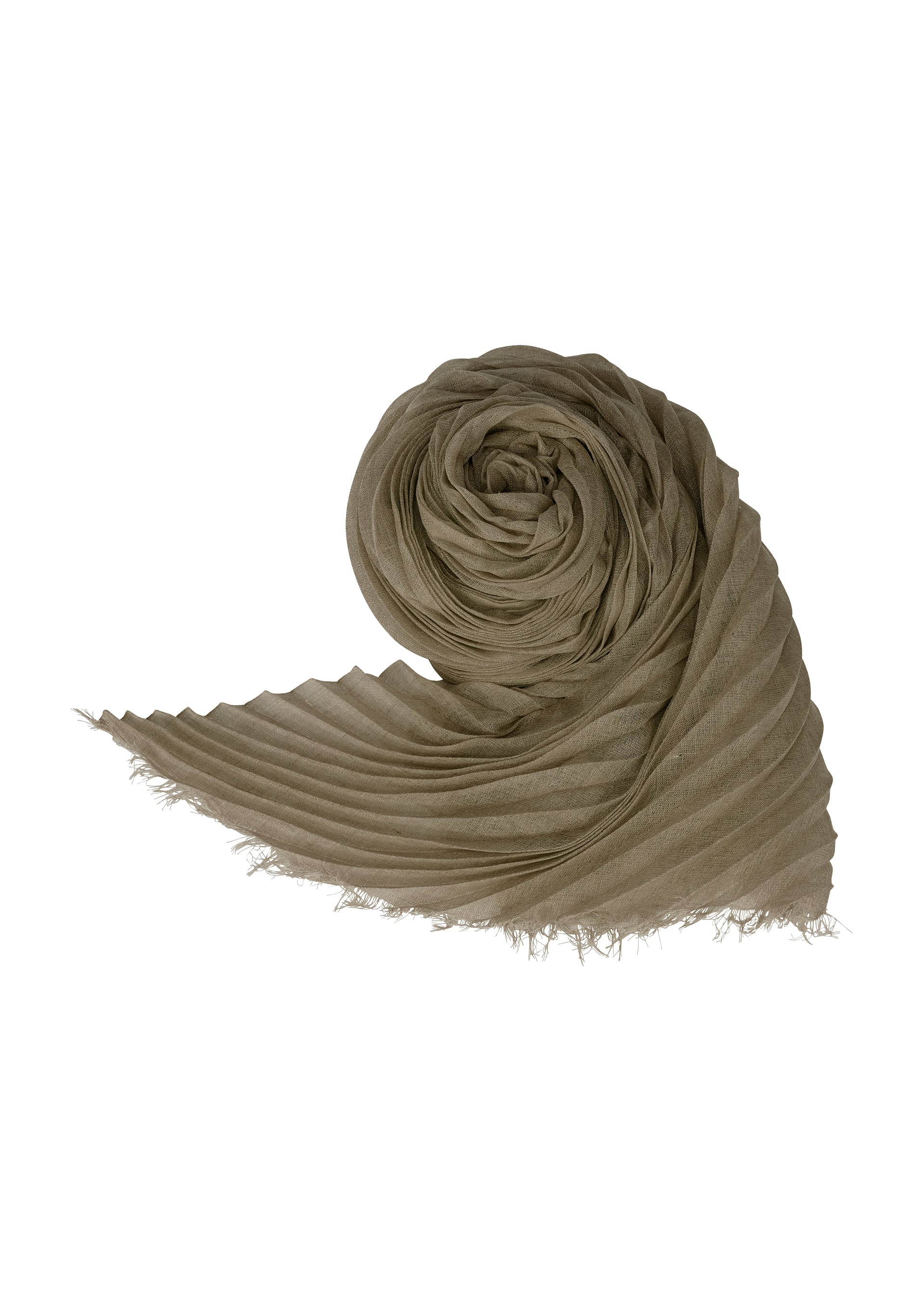 SILK WOOL PLEATS STOLE、アクセサリー&その他_ストール、カーキ