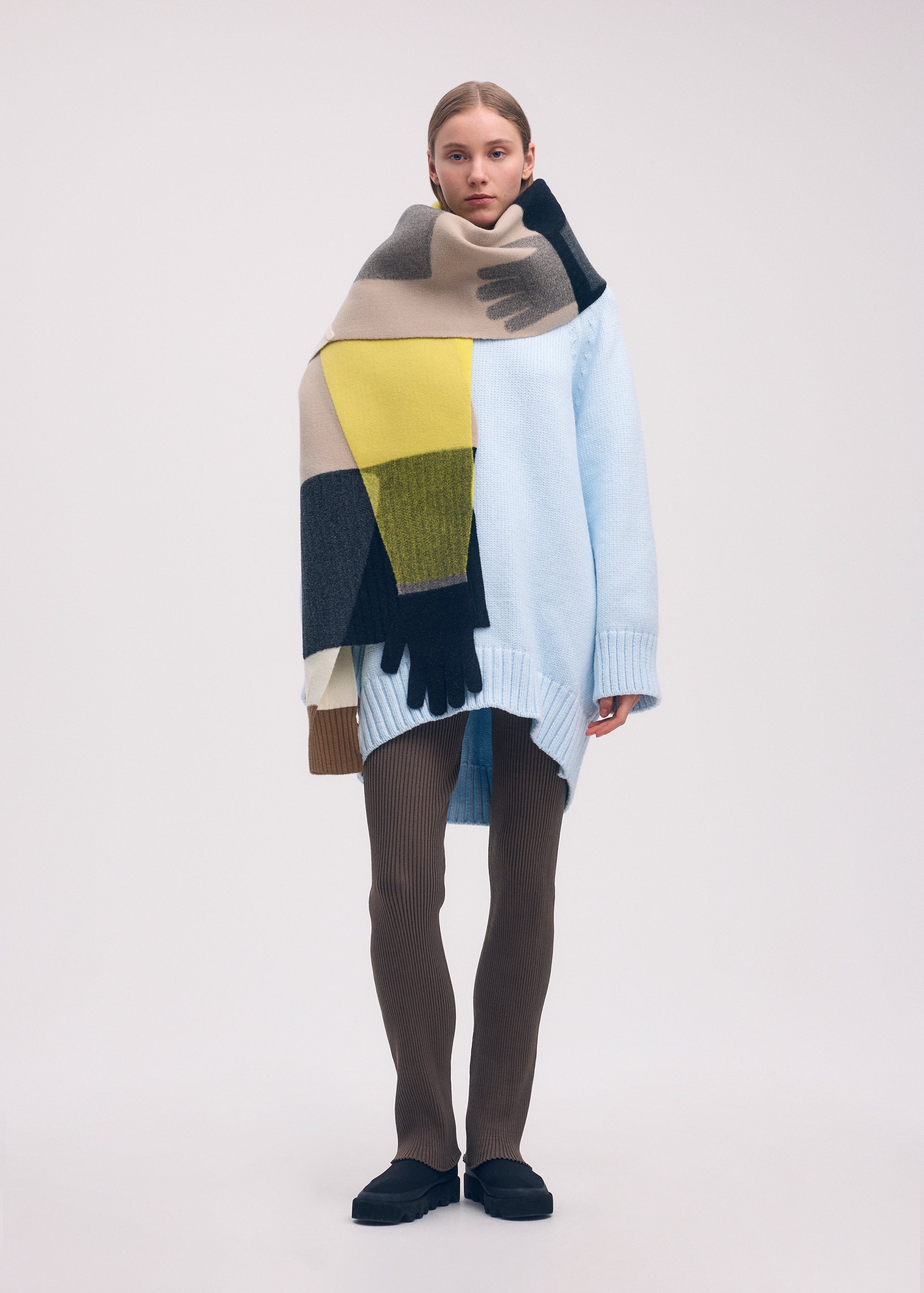 未使用級❋ISSEY MIYAKE クレープストール ロング マルチカラー レア