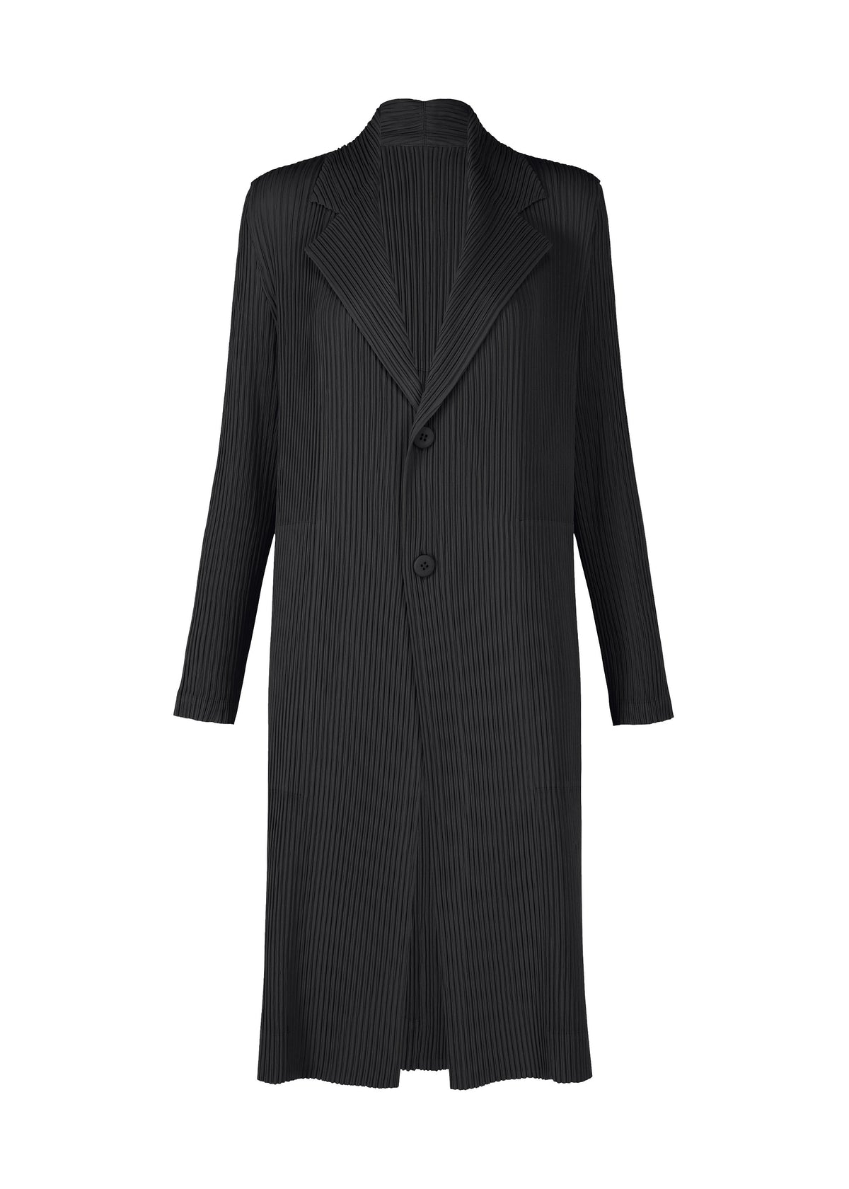 HATCHING PLEATS、ウィメンズ_ジャケット&コート_コート、ブラック