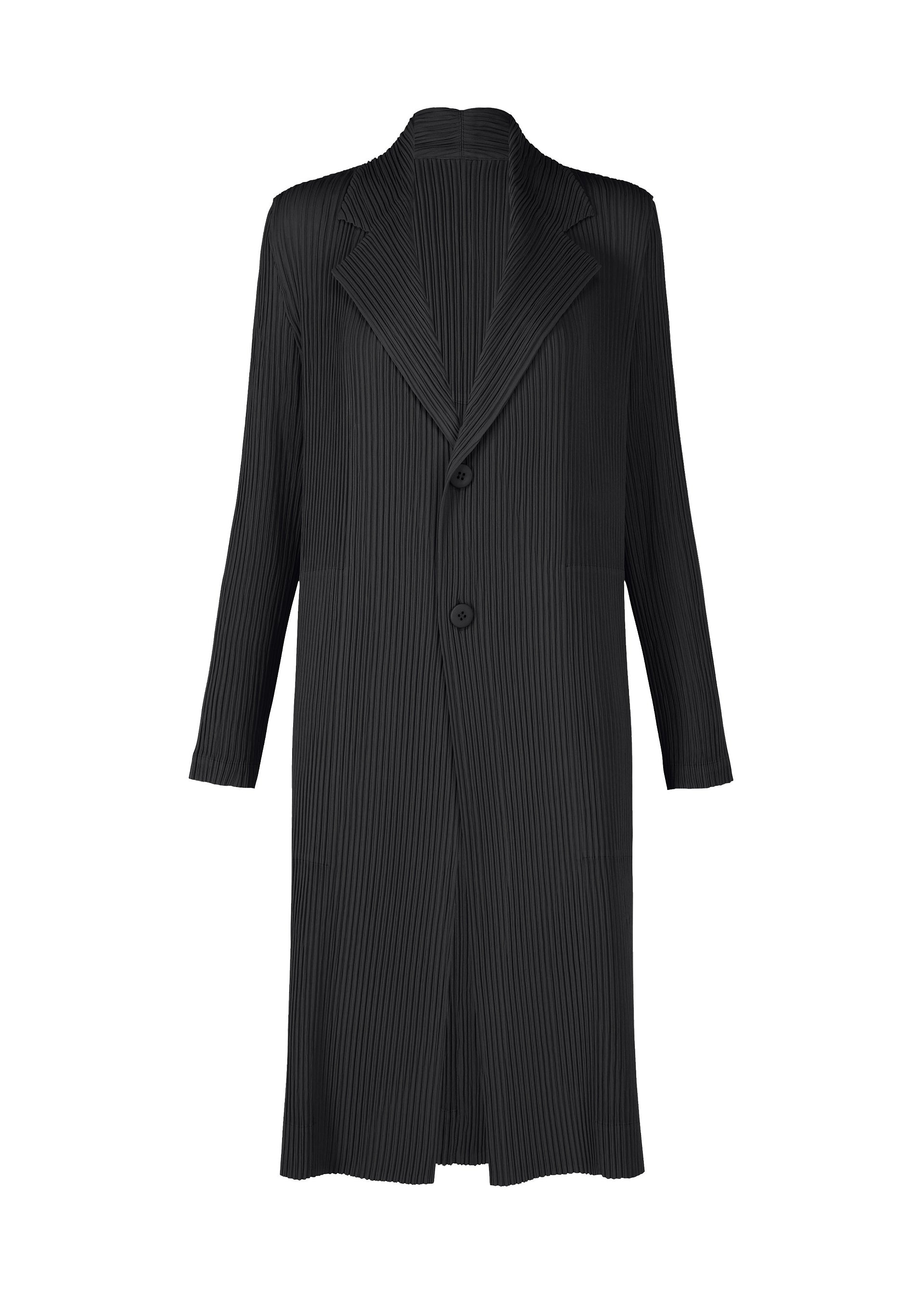HATCHING PLEATS、ウィメンズ_ジャケット&コート_コート、ブラック