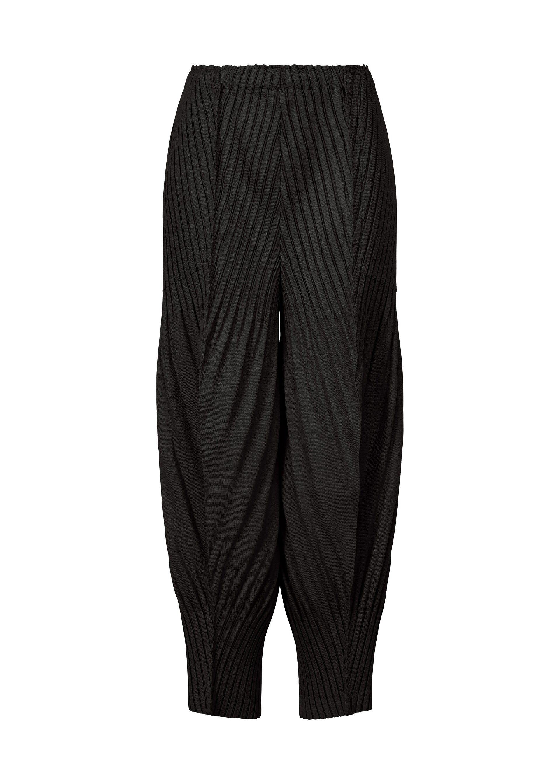 LINEN LIKE PLEATS、ウィメンズ_パンツ、ブラック