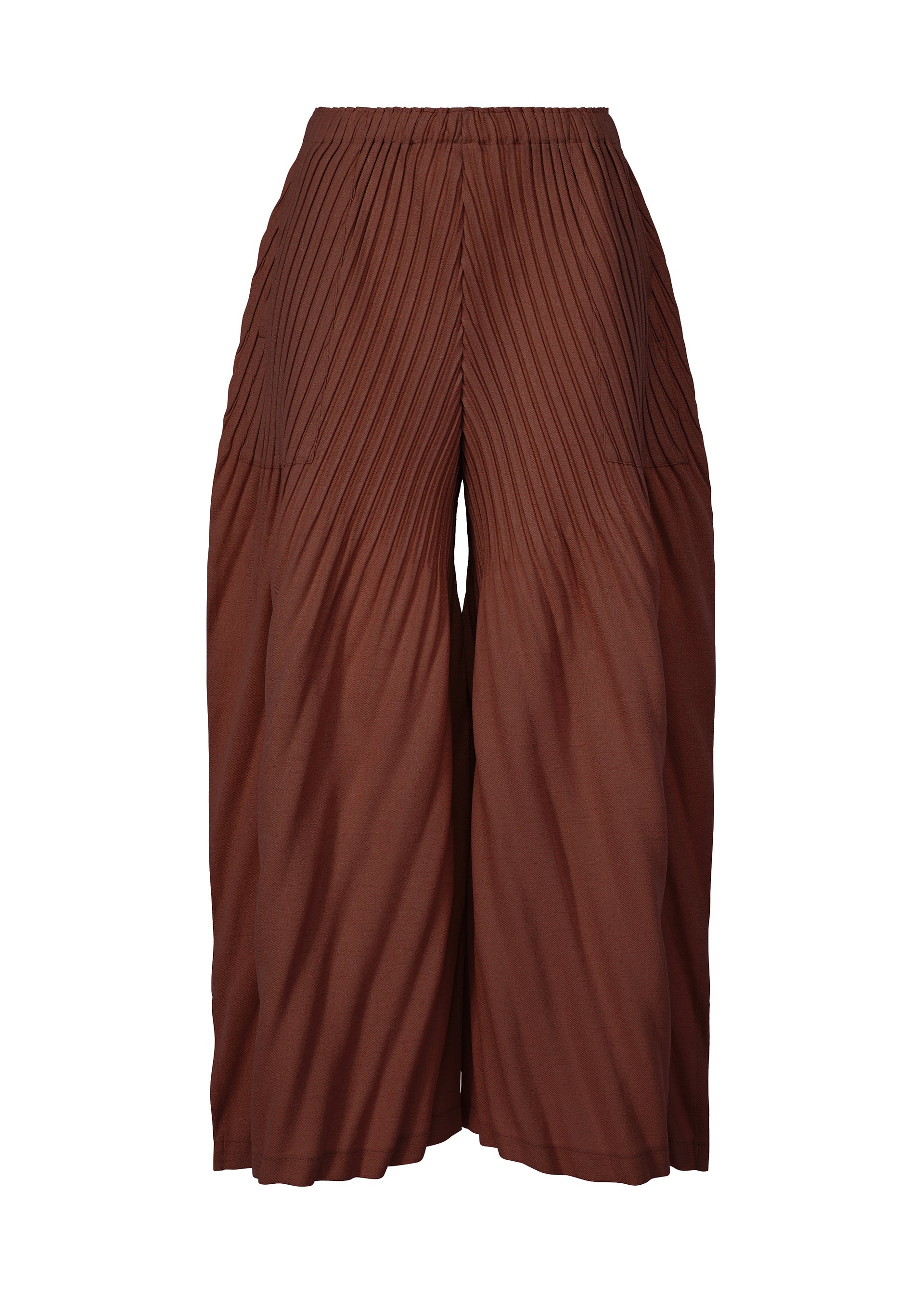 LINEN LIKE PLEATS、ウィメンズ_パンツ、ブラウン