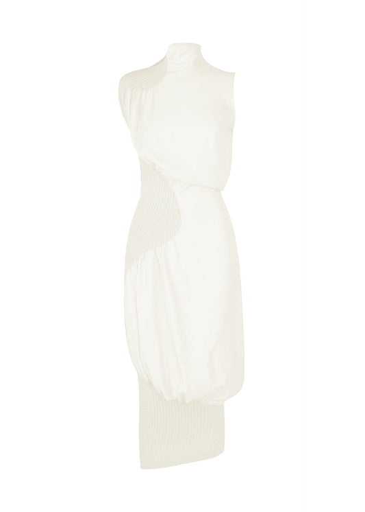 KNIT (CONTOUR) PLEATS、ウィメンズ_ワンピース、ホワイト