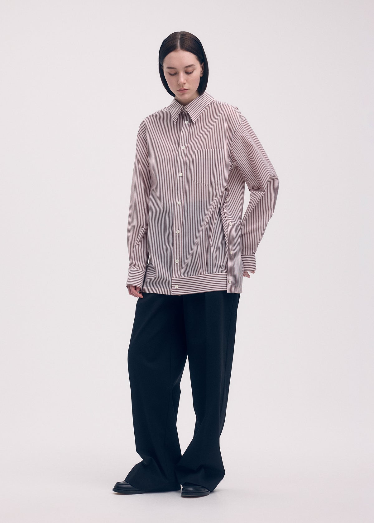 ODD SHIRT (STRIPES)、ウィメンズ_トップス_シャツ、着用画像2