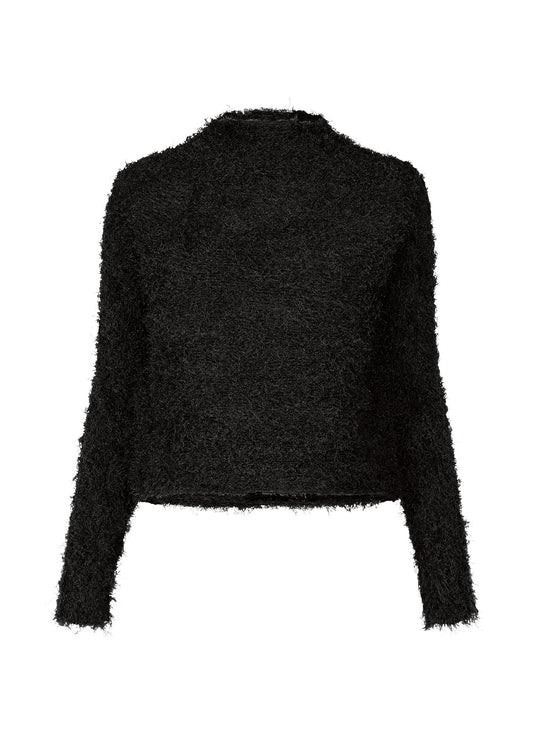 SHIFTED FUZZY PLEATS、ウィメンズ_トップス_トップ、ブラック