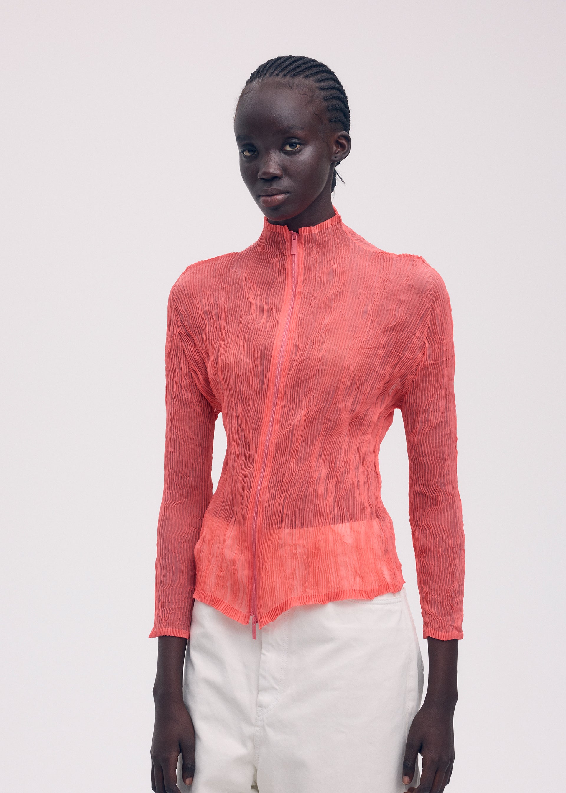Issey Miyake Chiffon Twist Shirt 2 - Light Pink | Garmentory
