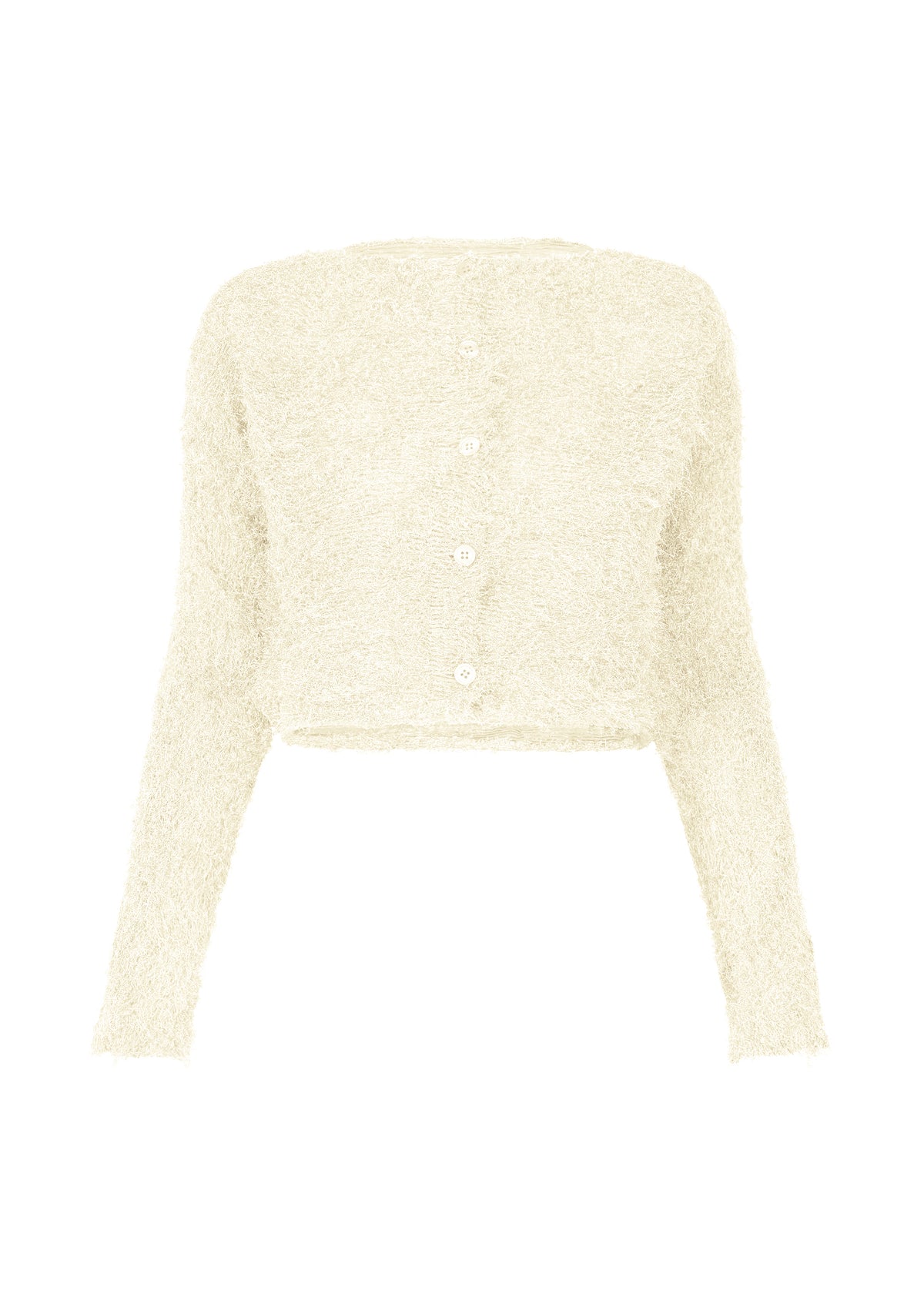 SHIFTED FUZZY PLEATS、ウィメンズ_トップス_カーディガン、ホワイト