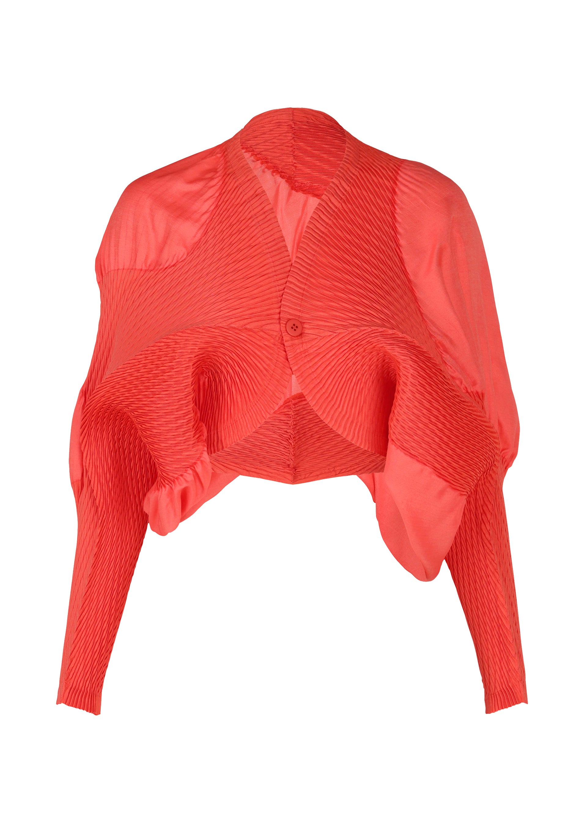 KNIT (CONTOUR) PLEATS、ウィメンズ_トップス_カーディガン、レッド