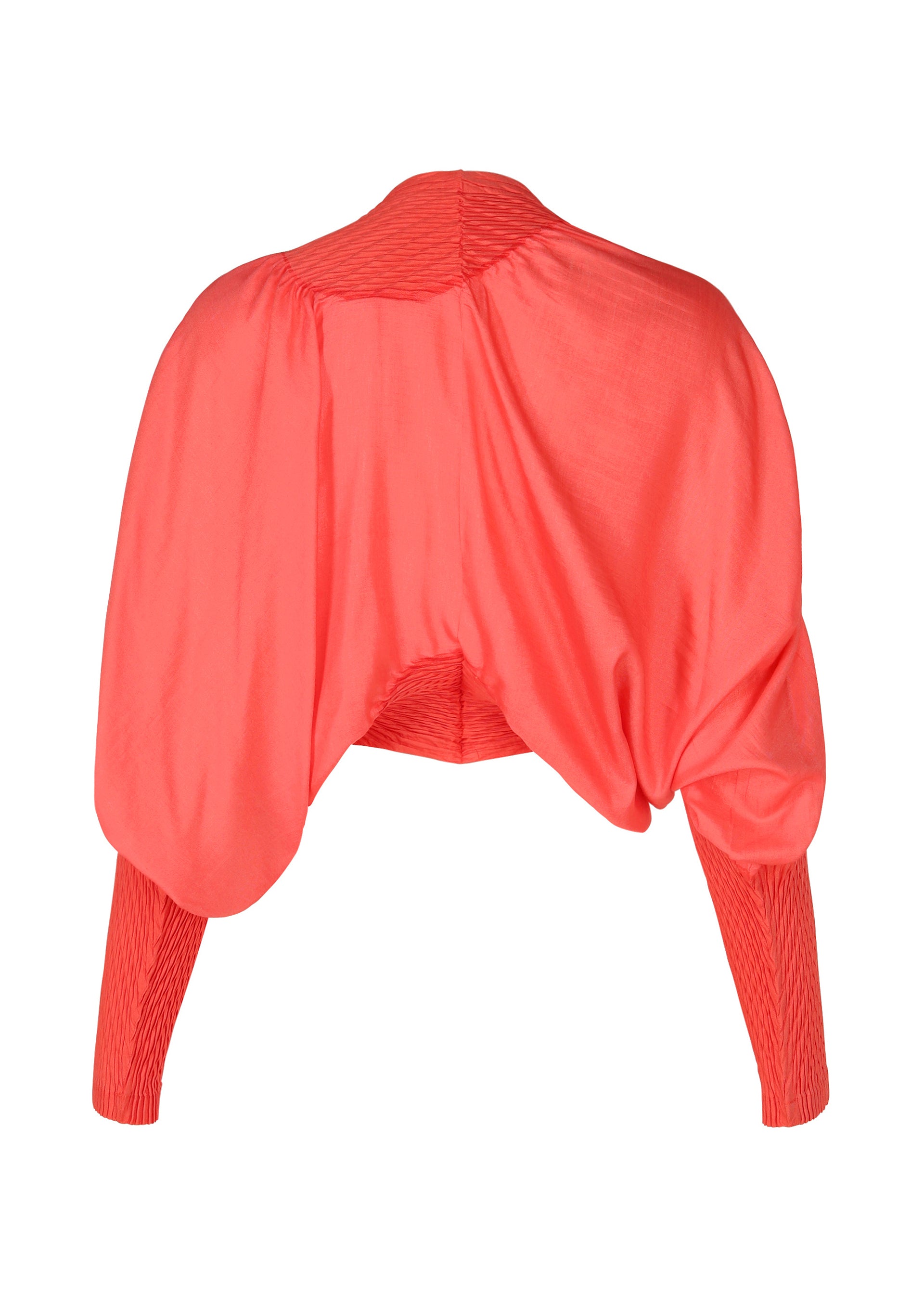 【ISSEY MIYAKE】プリーツ加工長袖カーディガン 赤 フリル ゴージャス ISSEY MIYAKE】プリーツ加工長袖カーディガン 赤 フリル ゴージャス