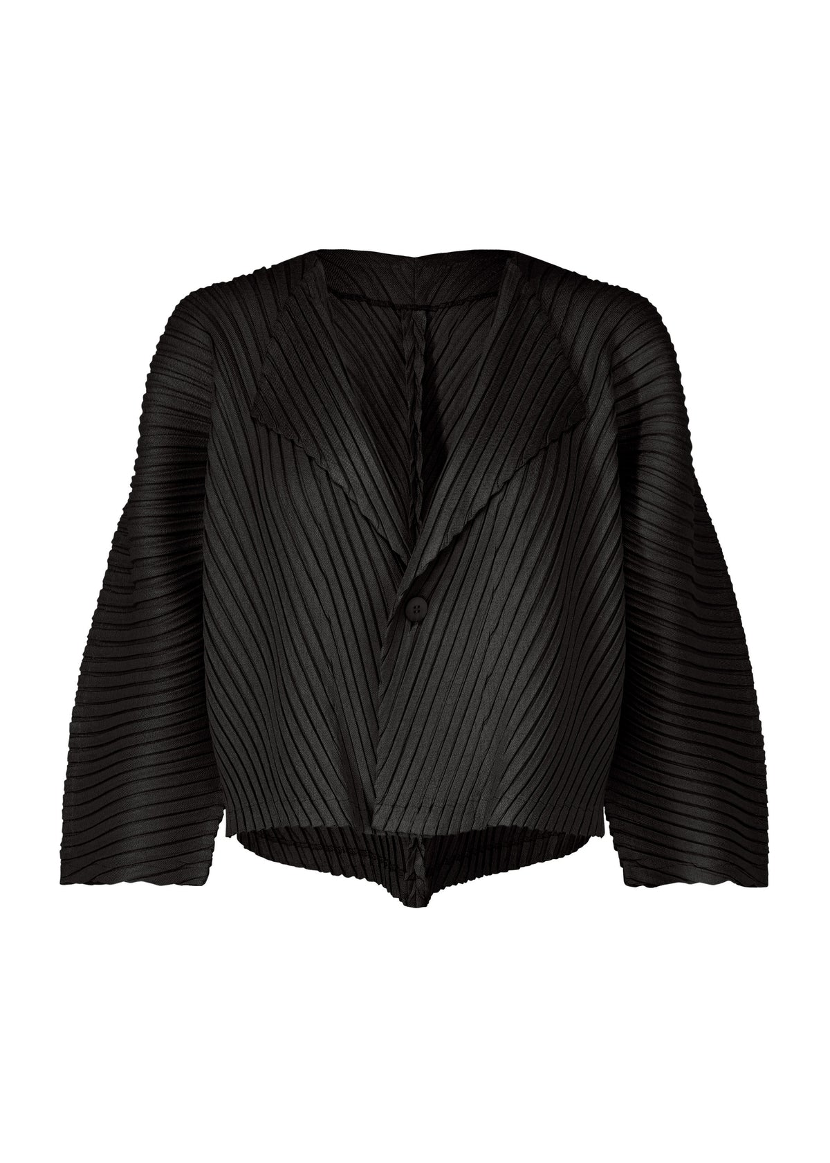 LINEN LIKE PLEATS、ウィメンズ_トップス_カーディガン、ブラック