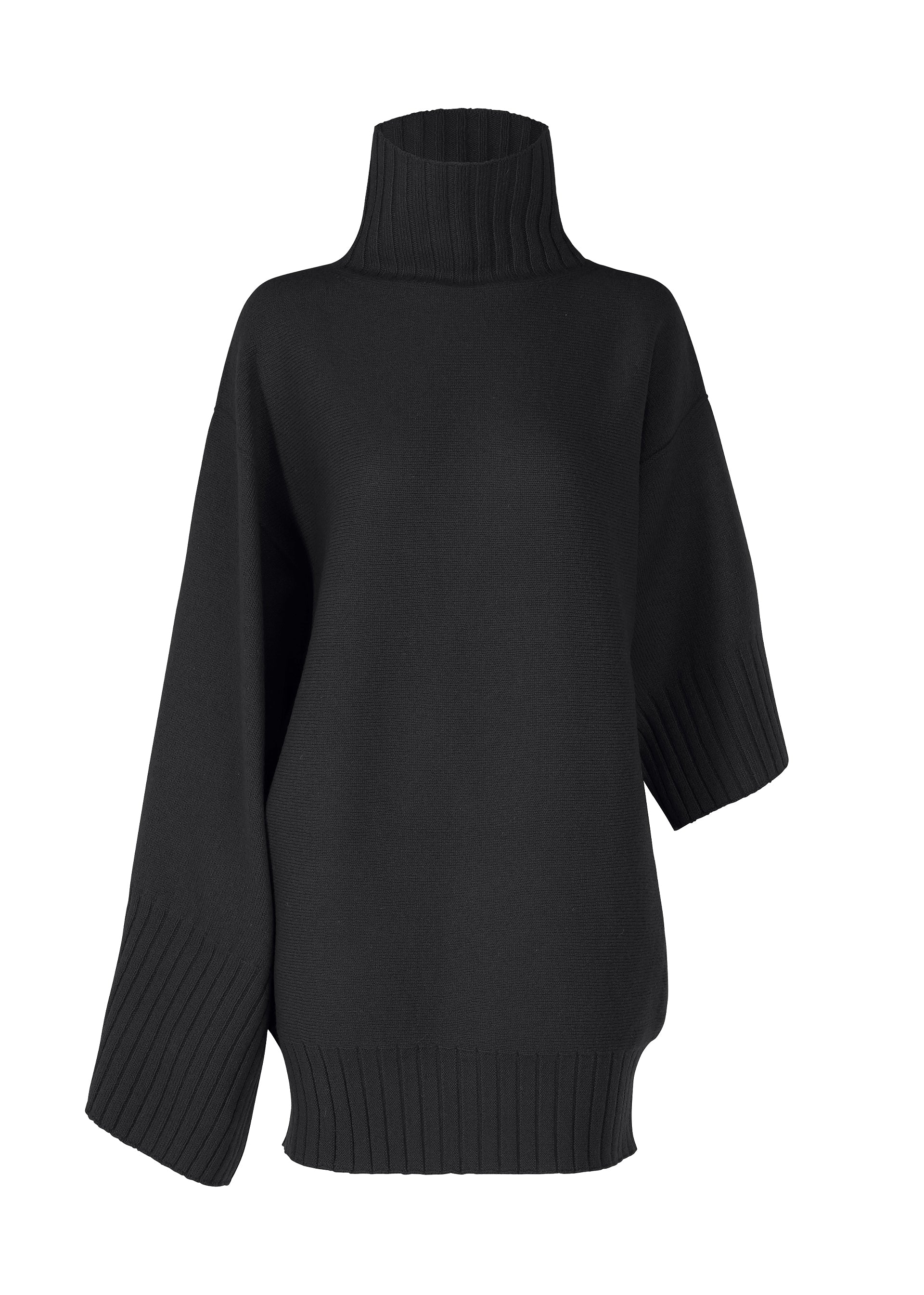 CROOKED WOOL KNIT、ウィメンズ_ニット、ブラック