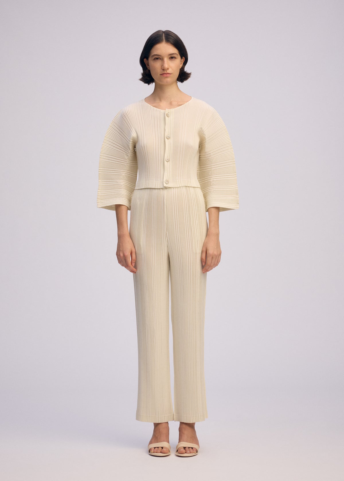 LINEN LIKE RIB PLEATS、ウィメンズ_パンツ、着用画像1