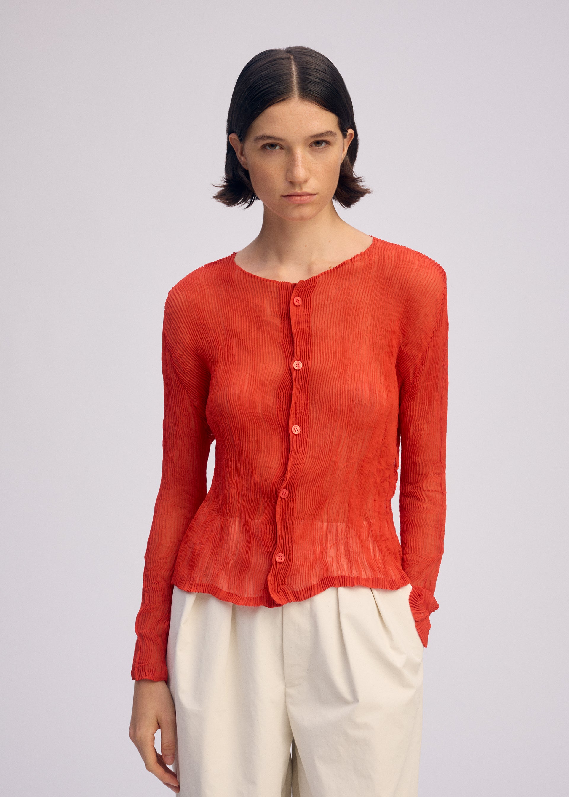 CHIFFON TWIST 2、ウィメンズ_トップス_カーディガン、着用画像4