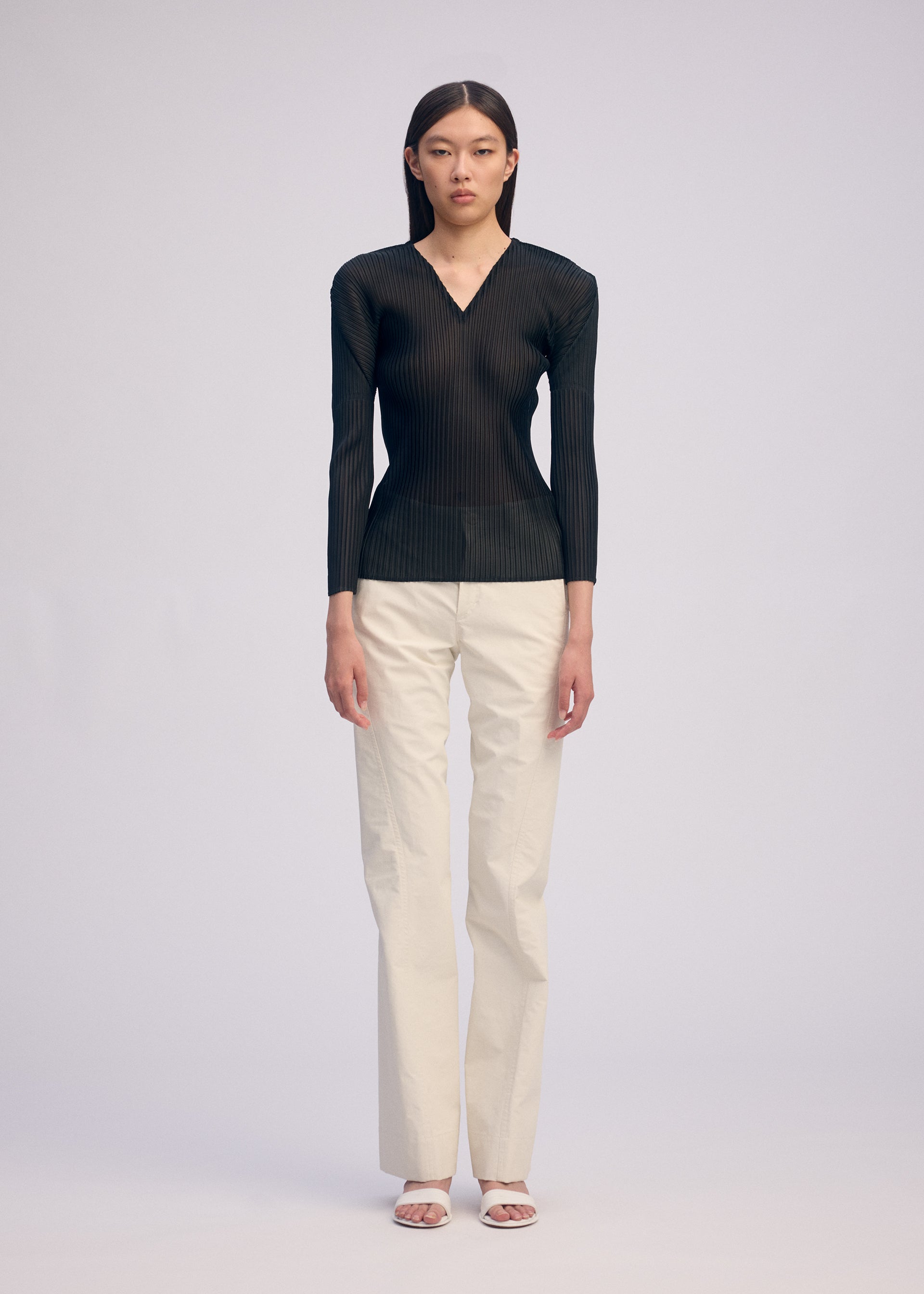 SHEER SCARF PLEATS、ウィメンズ_ニット、着用画像1