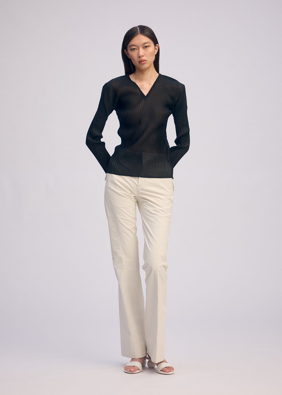 SHEER SCARF PLEATS、ウィメンズ_ニット、着用画像3