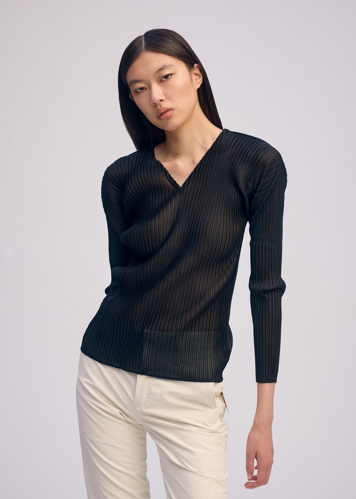 SHEER SCARF PLEATS、ウィメンズ_ニット、着用画像4