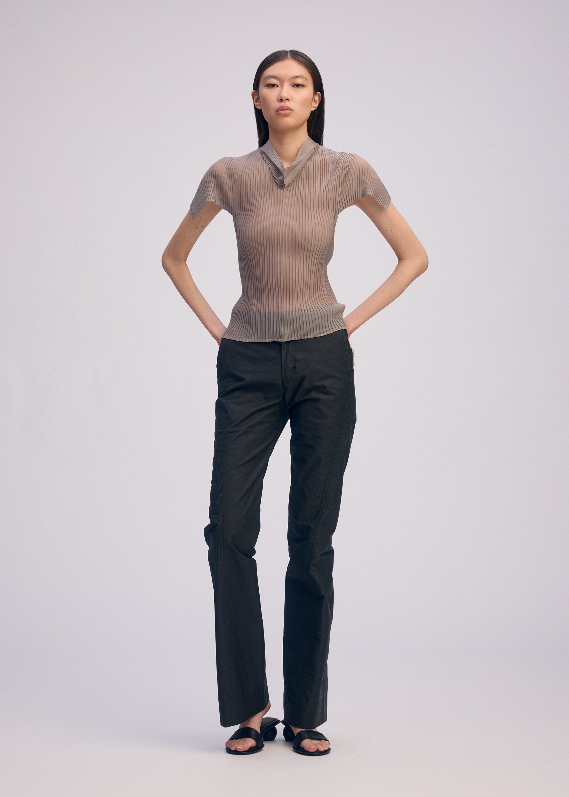 SHEER SCARF PLEATS、ウィメンズ_ニット、着用画像3