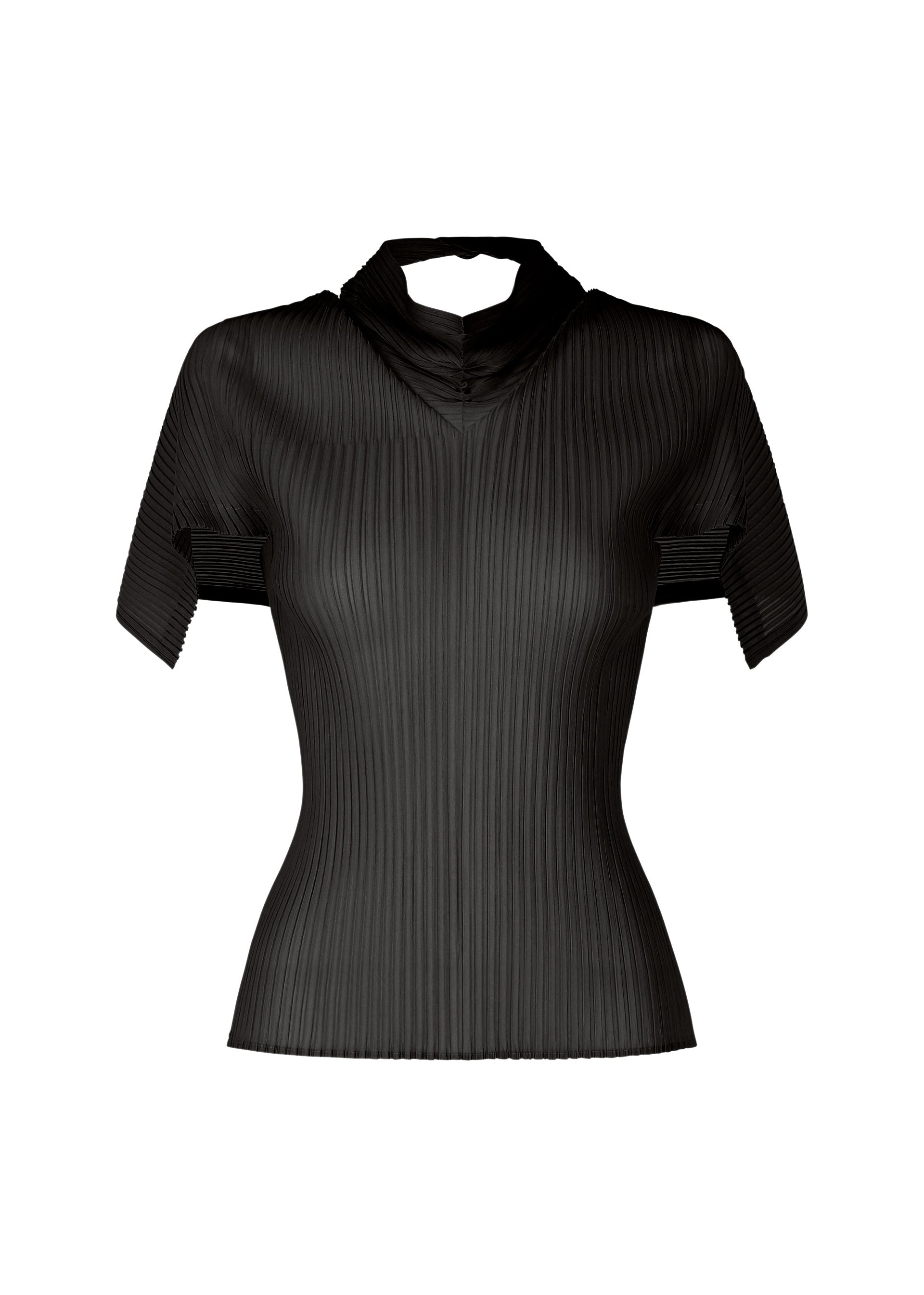 SHEER SCARF PLEATS、ウィメンズ_ニット、ブラック