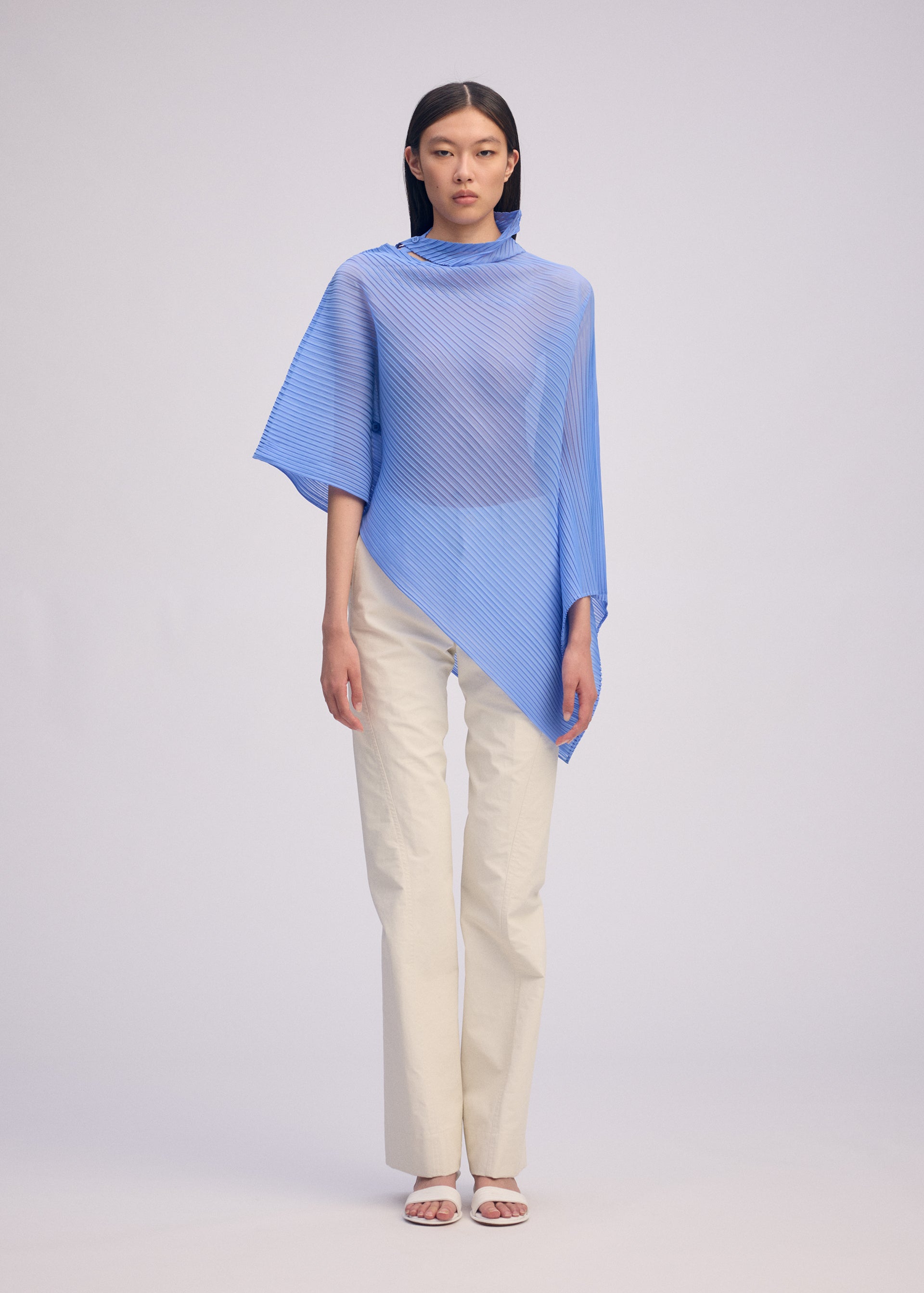 SHEER SCARF PLEATS、ウィメンズ_ニット、着用画像1