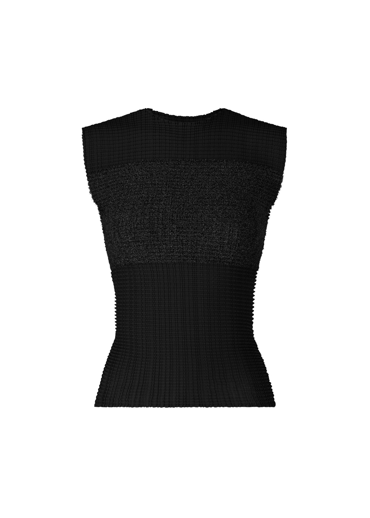SHEER FUZZY PLEATS、ウィメンズ_トップス_トップ、ブラック