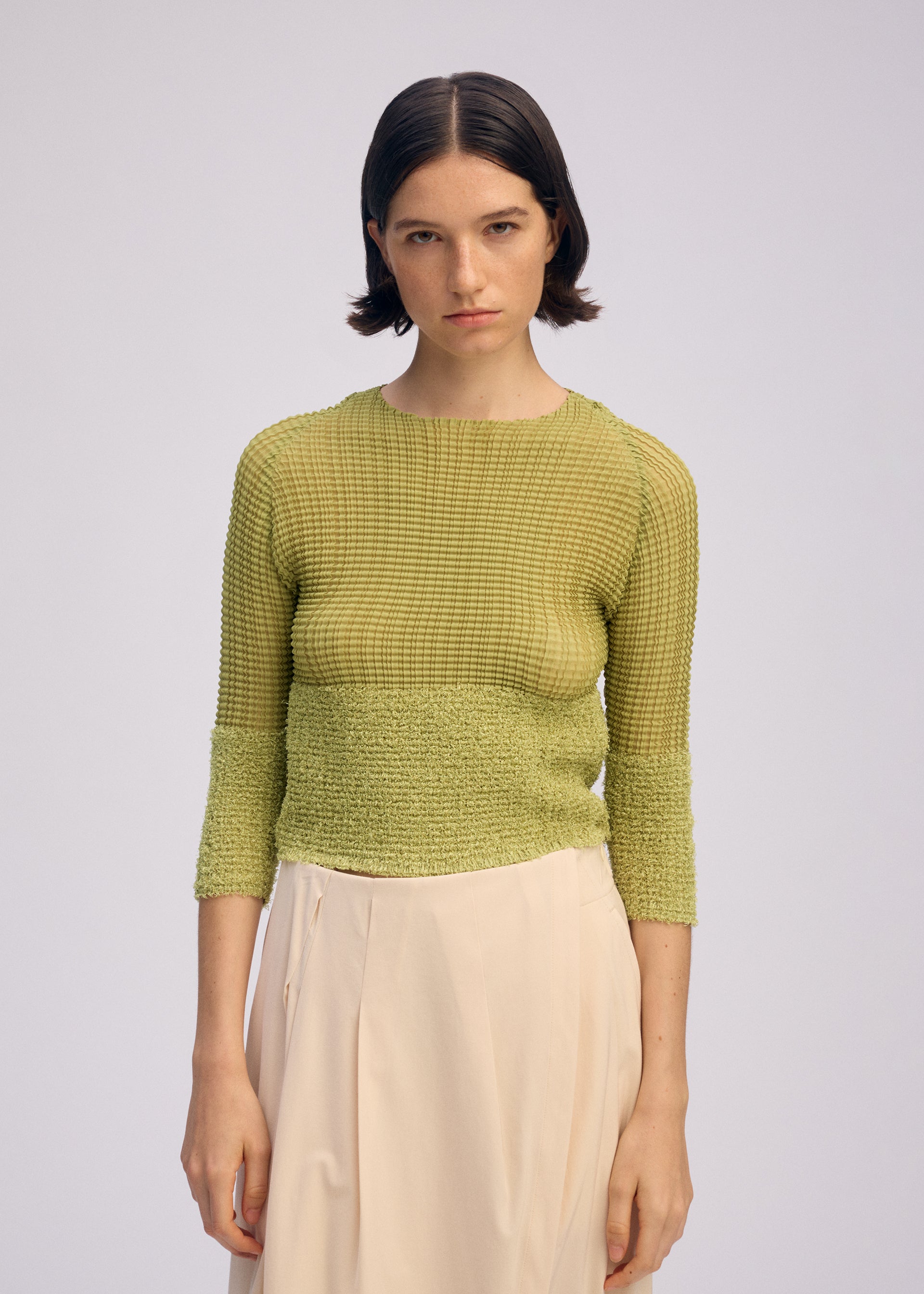 ISSEY MIYAKE シフォンブラウス Sheer Pleated Top ISSEY MIYAKE Pleated semi-sheer chiffon top | Harvey Nichols