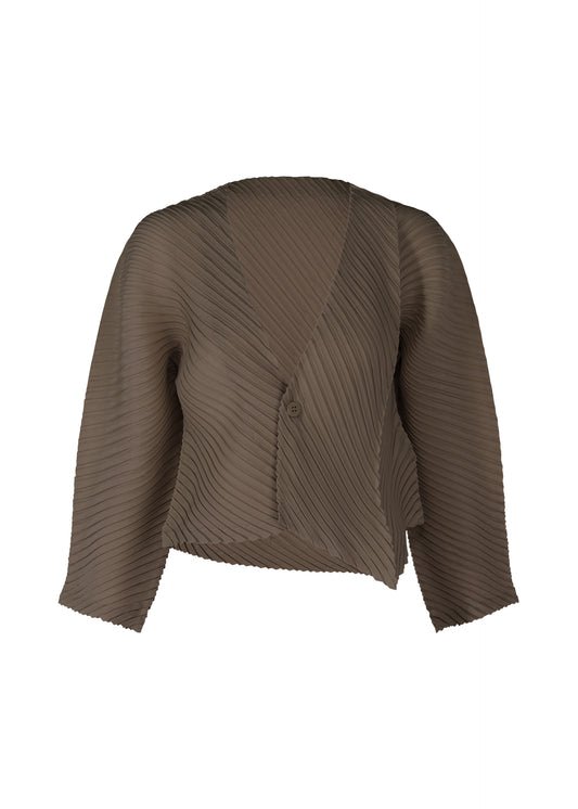 PLASTER PLEATS SOLID、ウィメンズ_トップス_カーディガン、ブラウン
