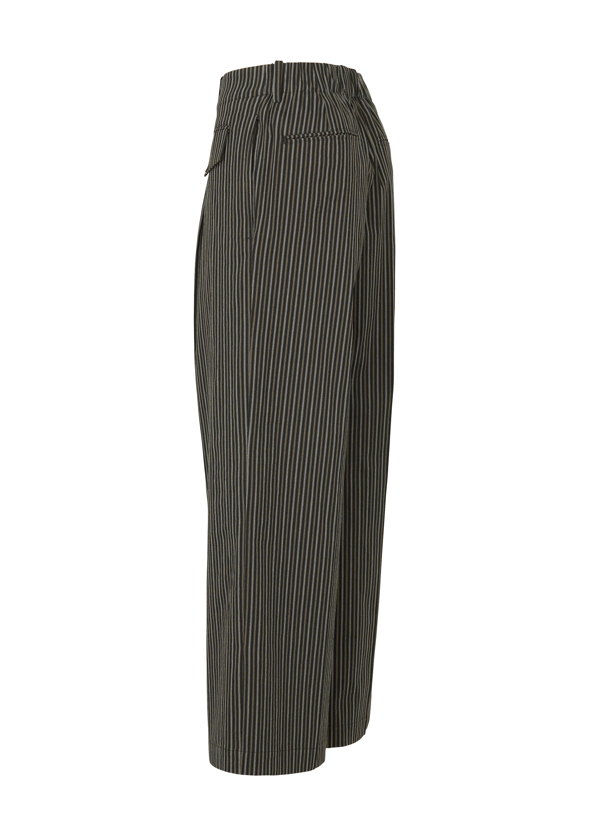 ISSEY MIYAKE ストレートパンツ ストライプ ストレッチ ブラック3 ISSEY MIYAKE ストレートパンツ ストライプ ストレッチ ブラック3