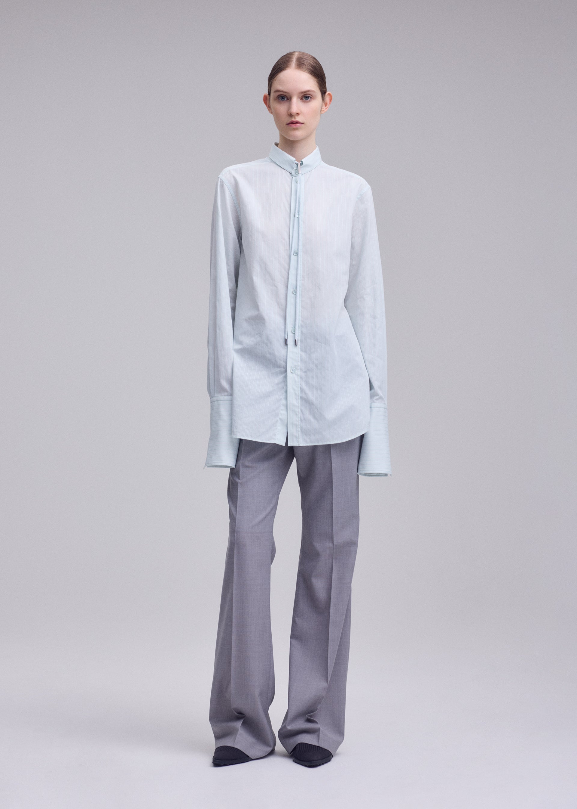 MONSIEUR SHIRT(DOBBY STRIPE)、ウィメンズ_トップス_シャツ、着用画像2