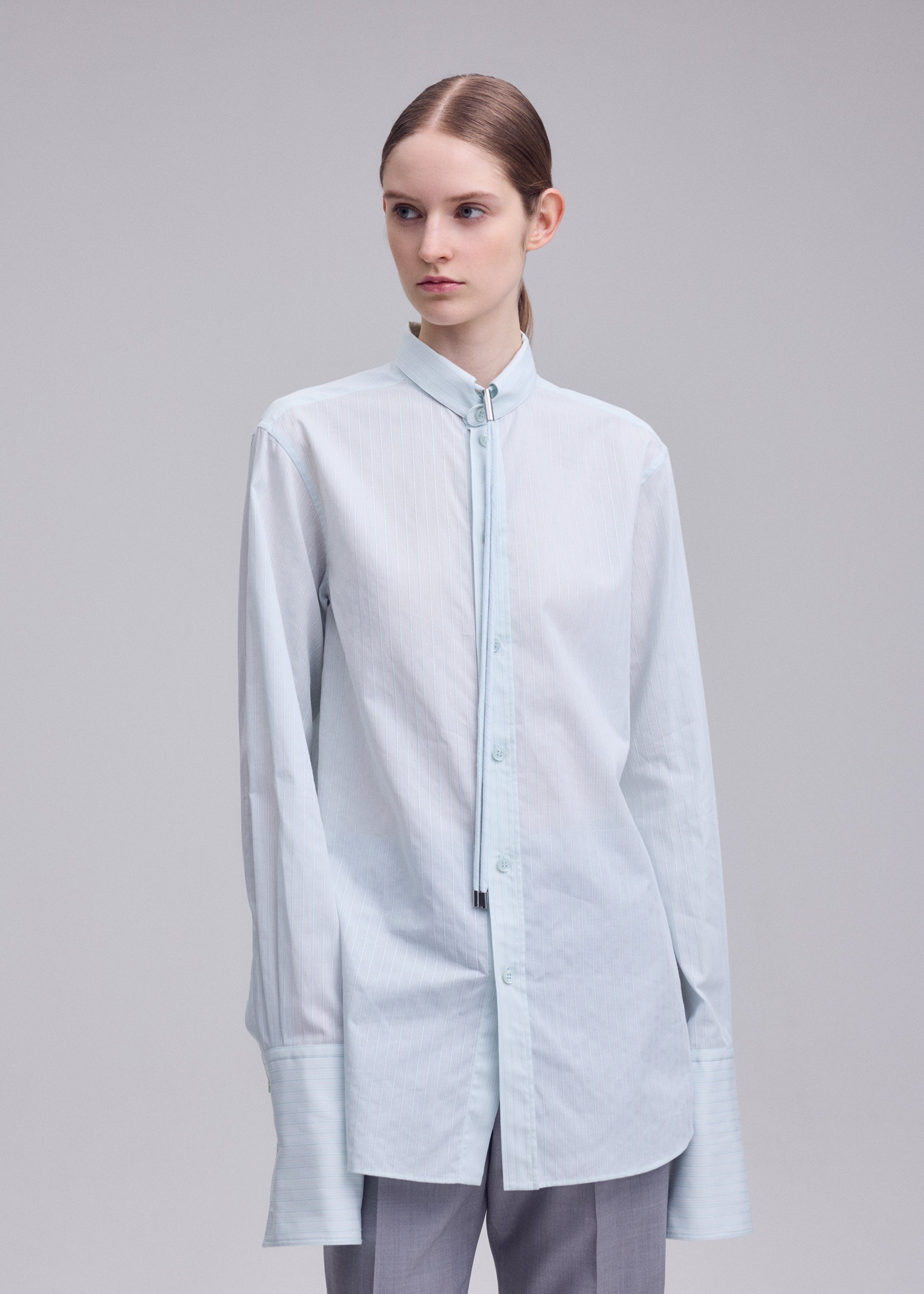 MONSIEUR SHIRT(DOBBY STRIPE)、ウィメンズ_トップス_シャツ、着用画像3