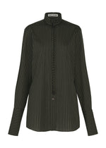 MONSIEUR SHIRT(DOBBY STRIPE)、ウィメンズ_トップス_シャツ、ブラック