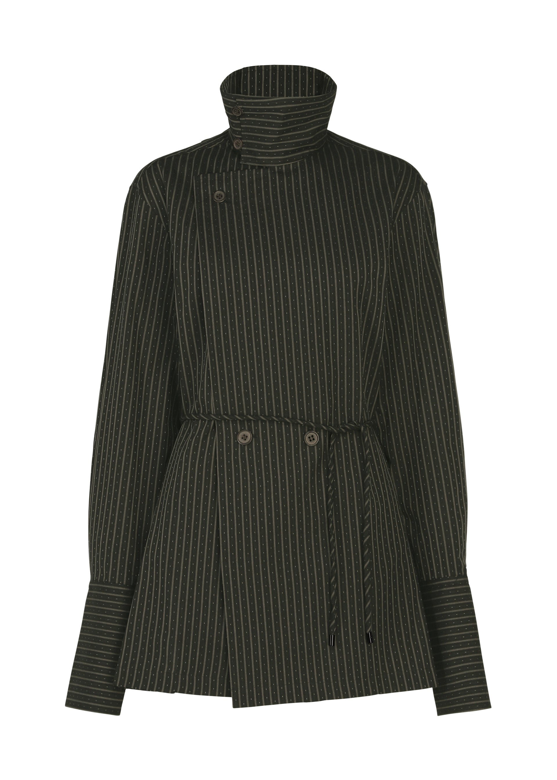 MONSIEUR SHIRT(DOBBY STRIPE)、ウィメンズ_トップス_シャツ、ブラック