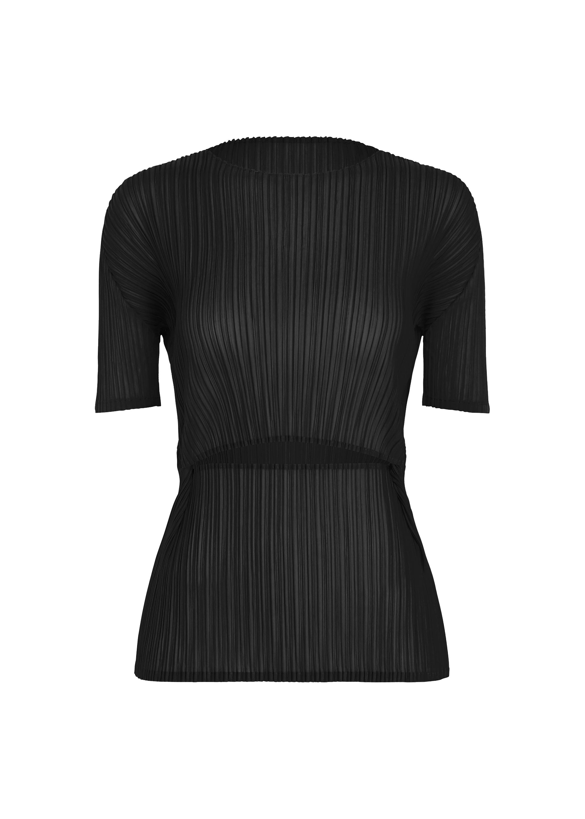 SHEER SLIT PLEATS、ウィメンズ_トップス_トップ、ブラック