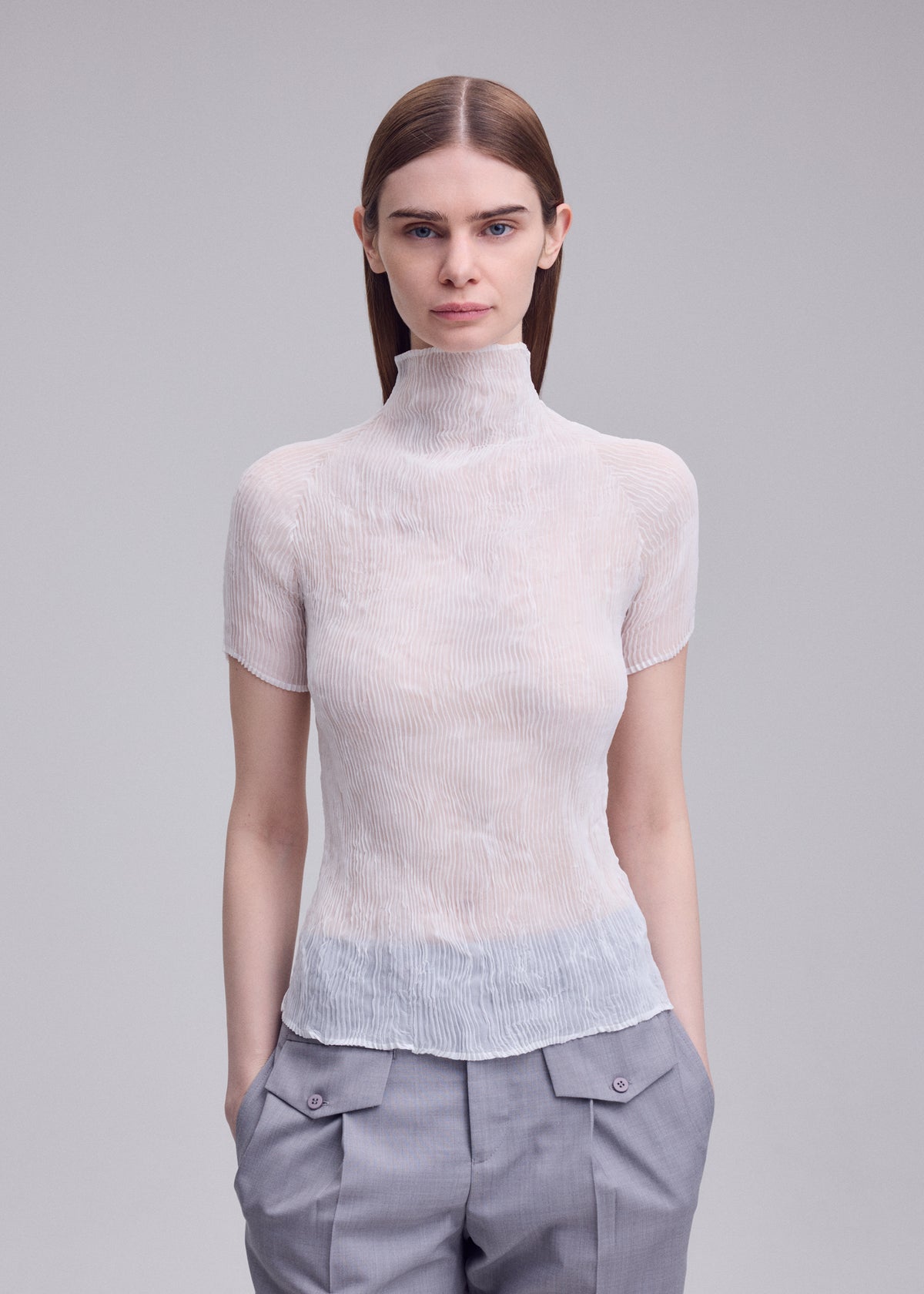 CHIFFON TWIST BK/WT-68、ウィメンズ_トップス_トップ、着用画像2