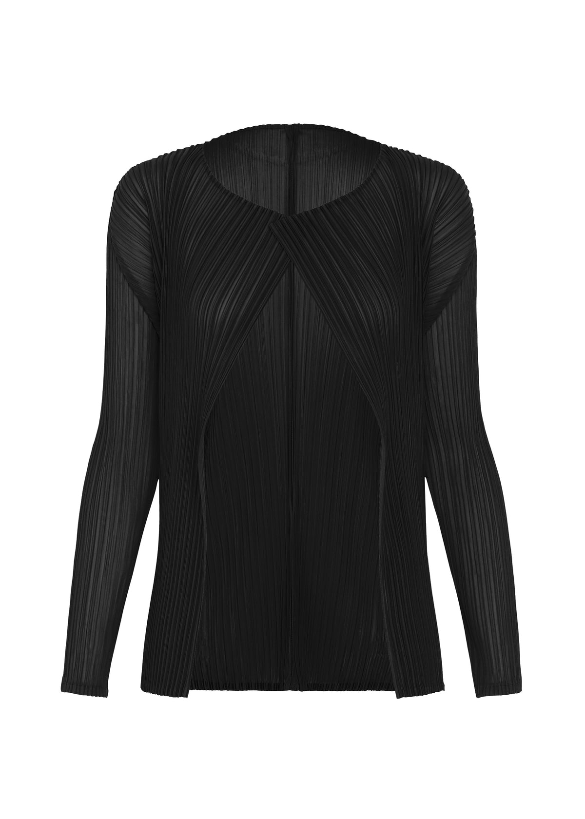 SHEER SLIT PLEATS、ウィメンズ_トップス_カーディガン、ブラック