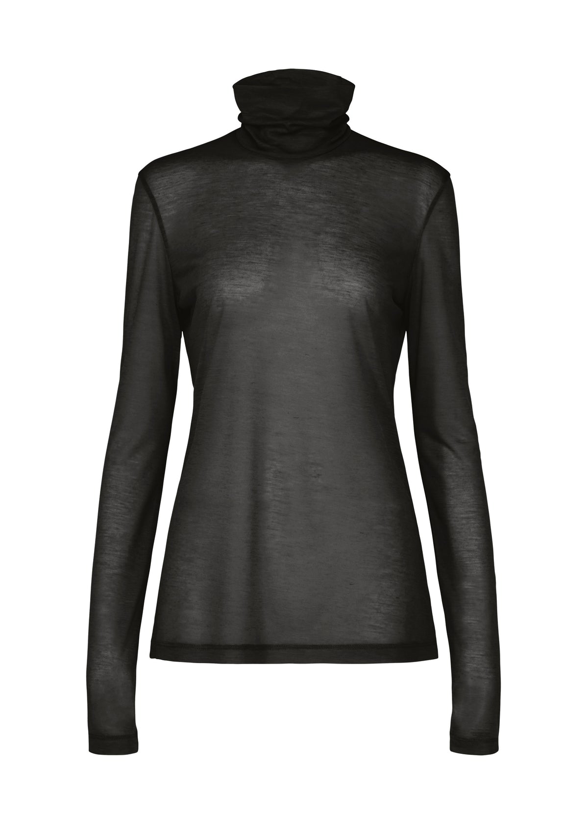 SHEER WOOL JERSEY、ウィメンズ_トップス_トップ、ブラック