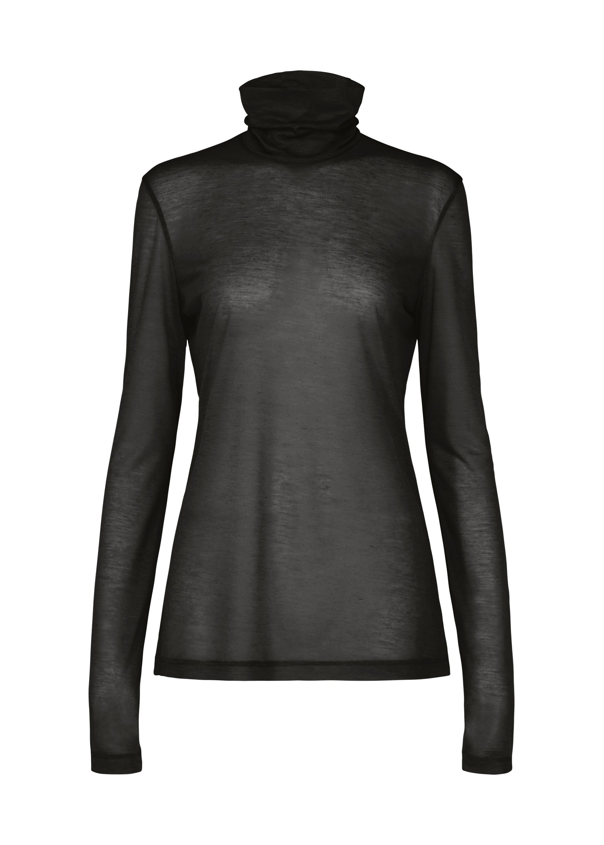 SHEER WOOL JERSEY、ウィメンズ_トップス_トップ、ブラック