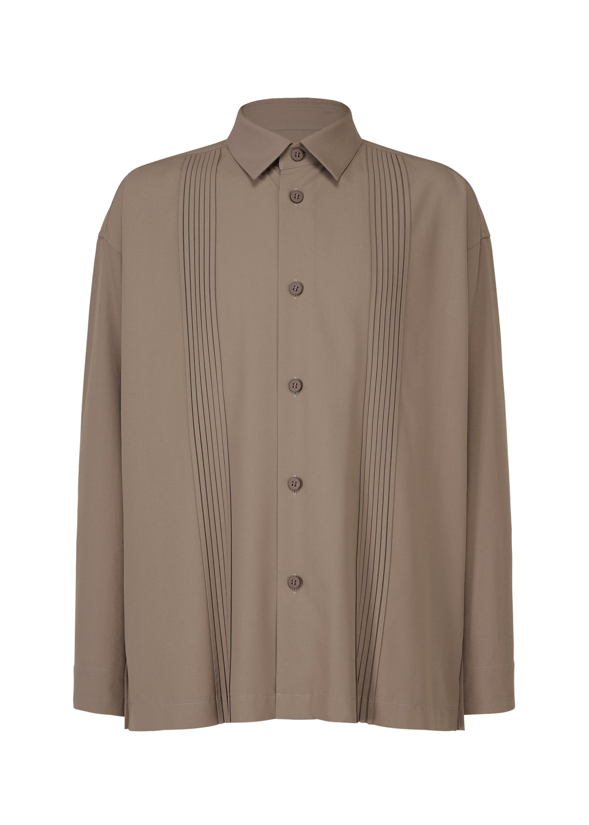 PLEATS SHIRT、メンズ_トップス_シャツ、ブラウン